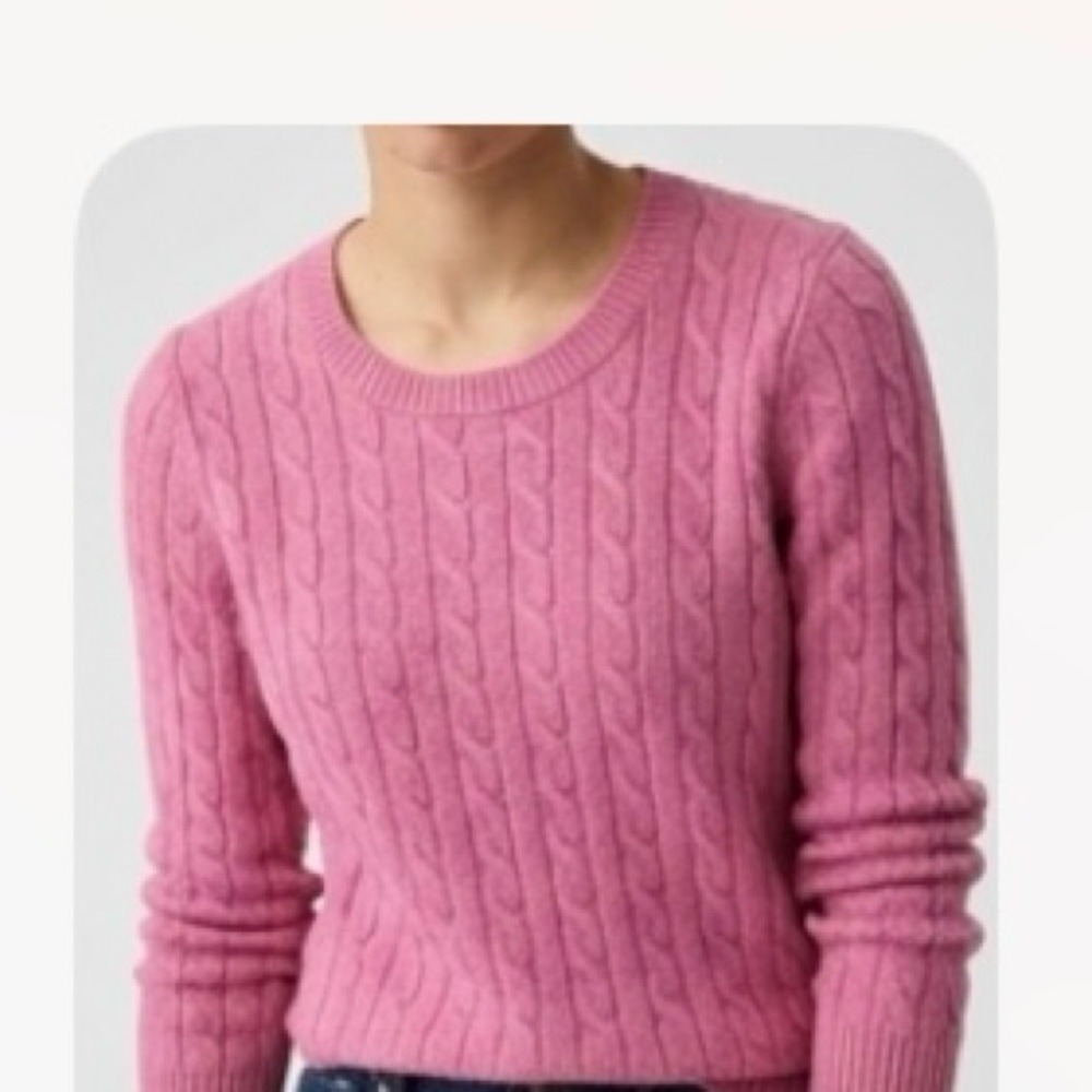 GAP Pink Cable Knit Crewneck Sweater S